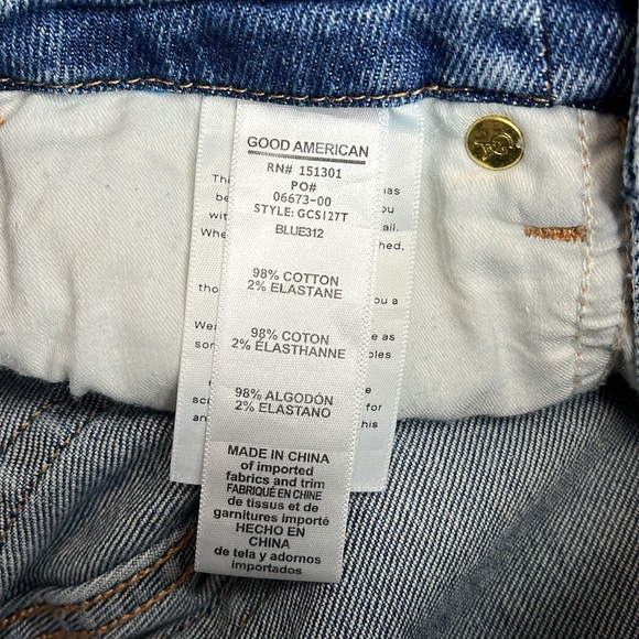 Good American Good Curve Straight Leg High Rise Distressed Ankle Jeans - Picture 8 of 9